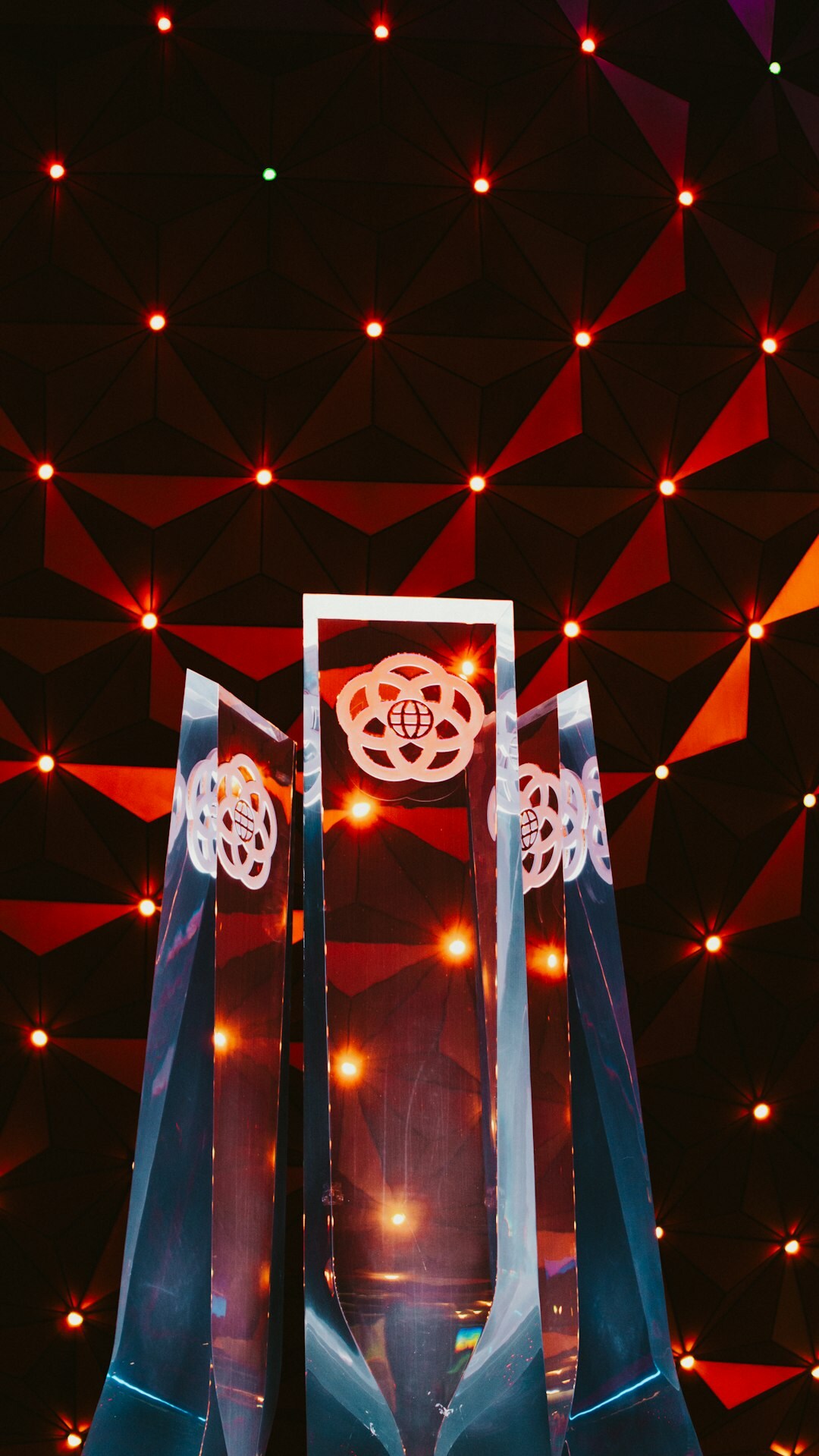 Corporate awards stage with dramatic lighting