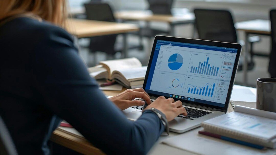 person analyzing data charts