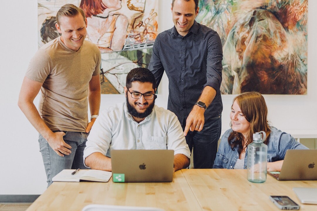 business team discussing software