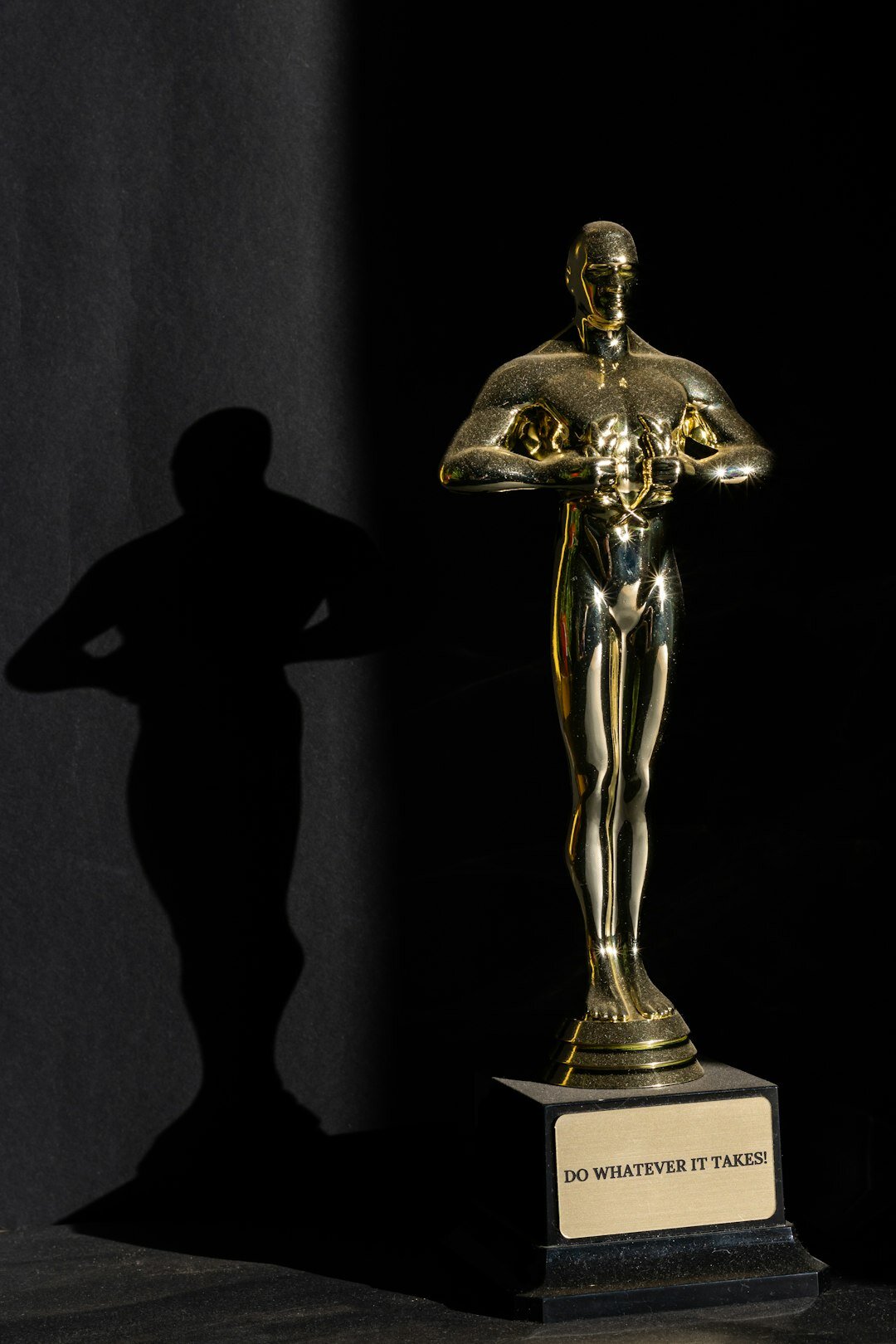 Corporate award ceremony with trophy on stage